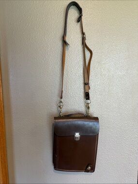 Vintage 1993 Russian Leather Officer Field Map Bag Military Satchel 12”x9”